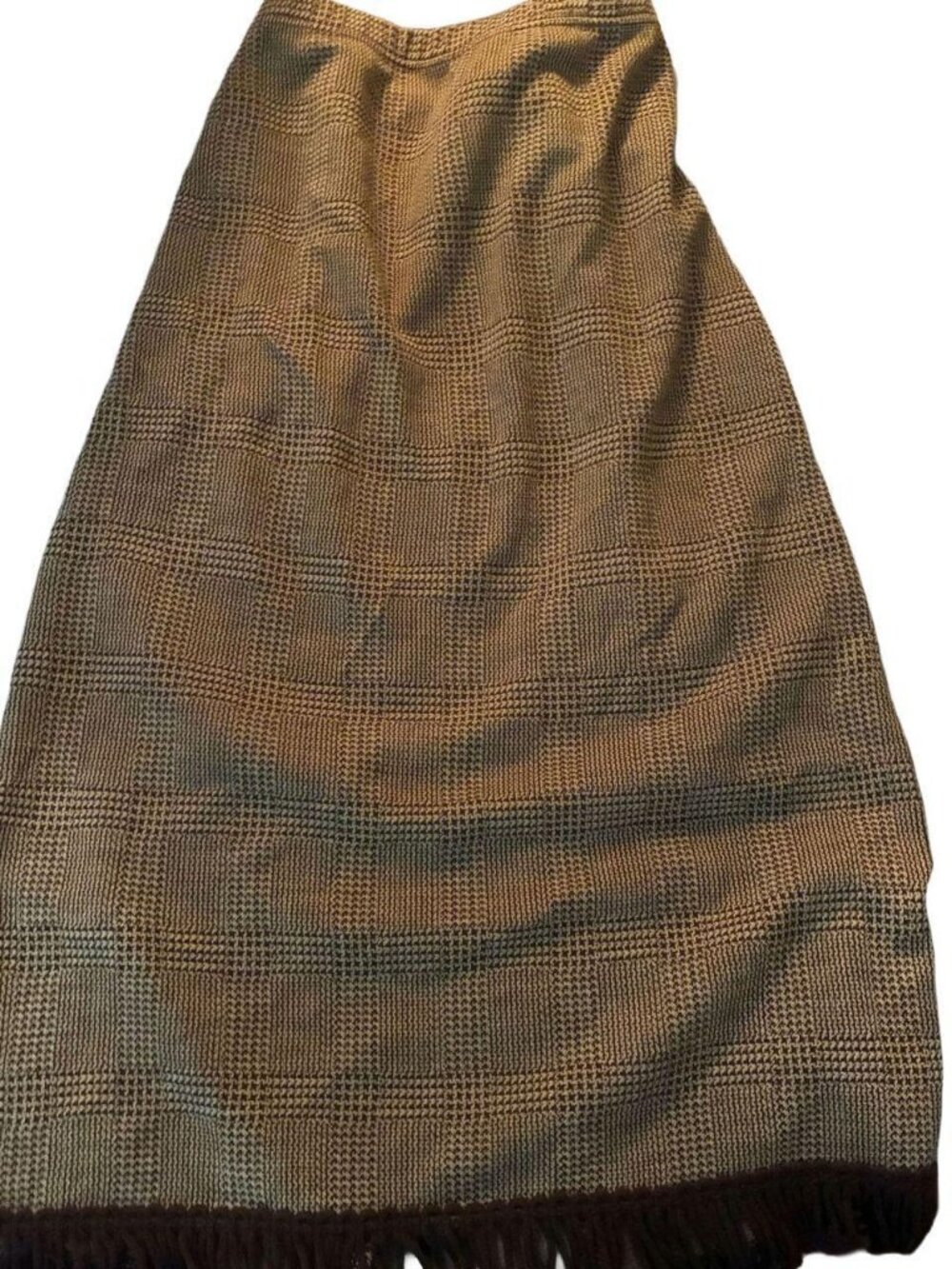 Nina Leonard Lennie Brown Cream Thick Maxi Skirt M